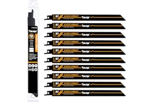 TOLESA 9 Inch Sawzall Blades Metal 10 Pack, 18 TPI Bi-Metal Reciprocating Saw Blades for Metal Pipes, Metal Profiles, Medium 