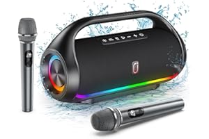 JAUYXIAN D20-T Karaoke Machine with 2 Microphones, 2024 New Portable Karaoke Speaker for Adults and Kids, Outdoor Karaoke Microphone with PA System, Super Clear Sound, TWS/Deep Bass/Echo, Best Gifts