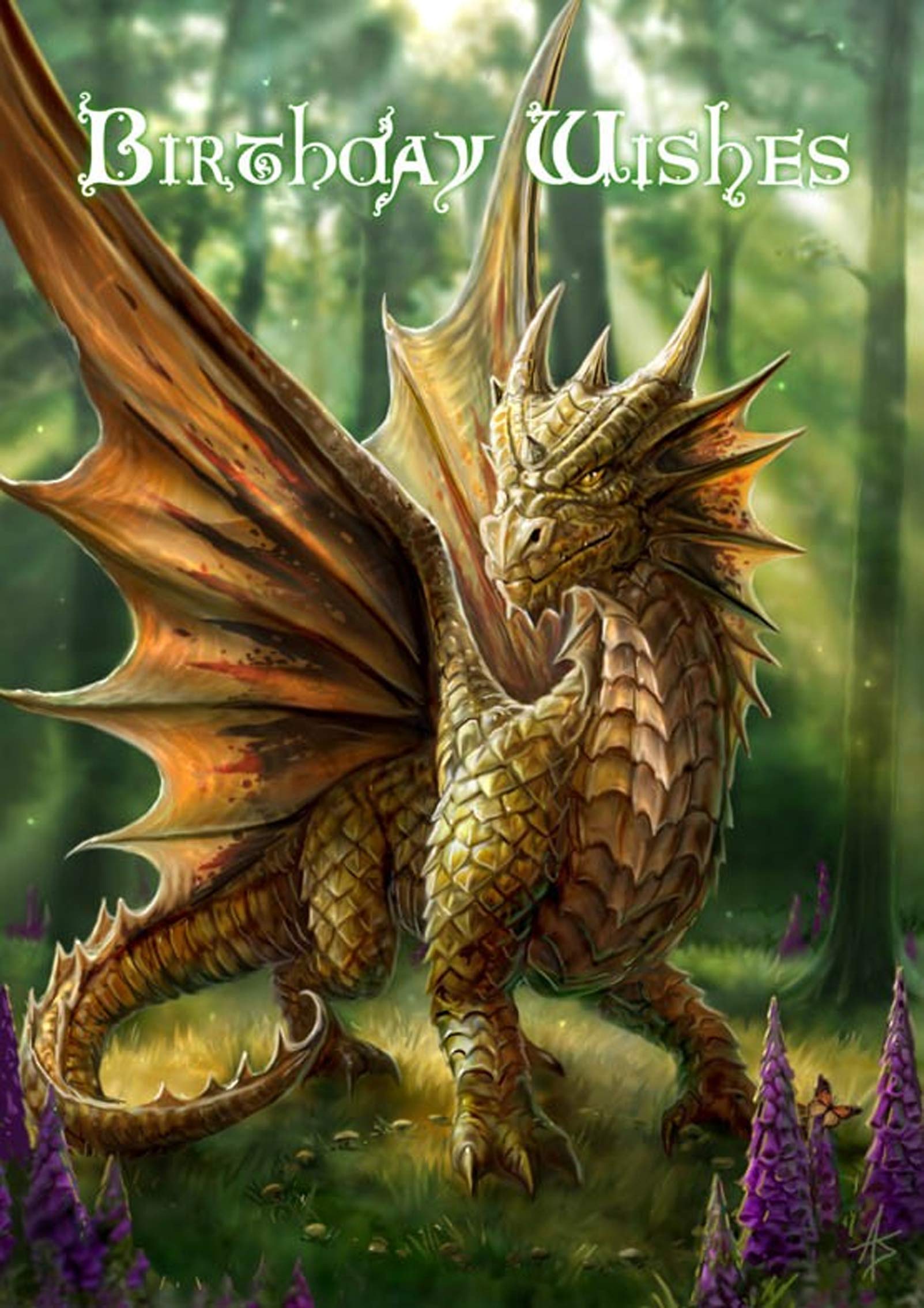 Friendly Dragon - Anne Stokes Birthday Wishes Greetings Card