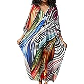 Yanziliu Kaftan Dress for Women,2025 Plus Size Hawaiian Batwing Sleeve Beach Cover Up Summer Swimsuit Dresses