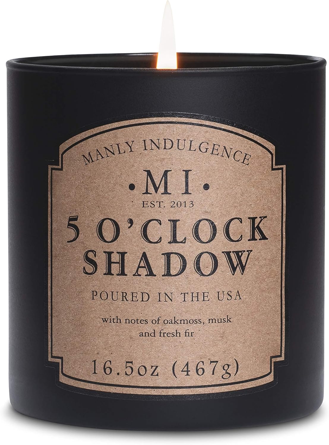 Manly Indulgence 5 O’Clock Shadow Jar Candle, 16.5 oz, Black: Home & Kitchen