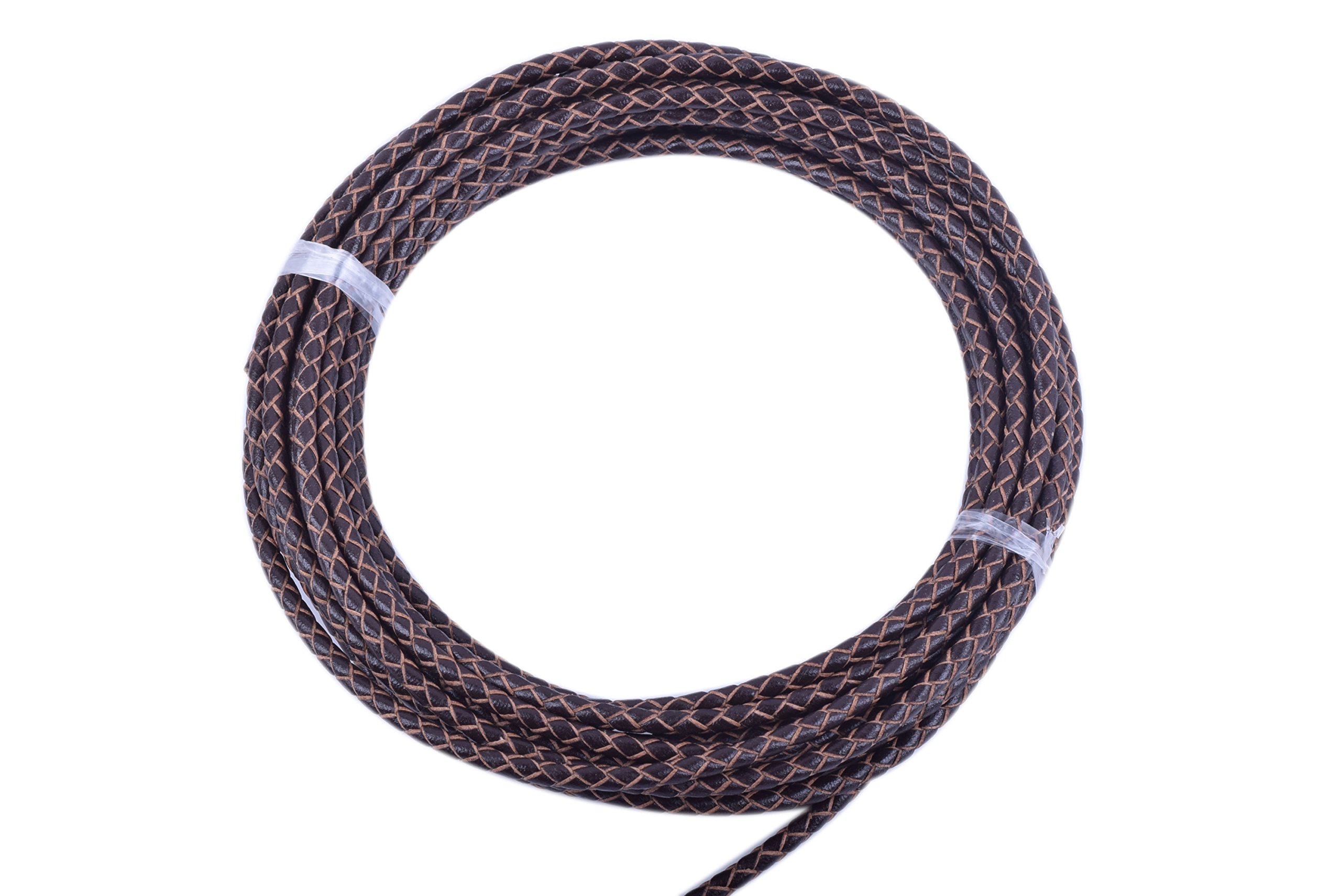 KONMAY 4.5Meters 3.0mm Brown Genuine Leather Braided Bolo Leather Cord…