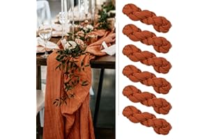 SHOWGEOUS 6 Pack Terracotta Cheesecloth Table Runner Gauze Table Runner 10FT Long Semi-Sheer Table Runner Boho or Rustic Wedding Table Decor for Wedding Decor Arch Draping Bridal Shower Holiday Party