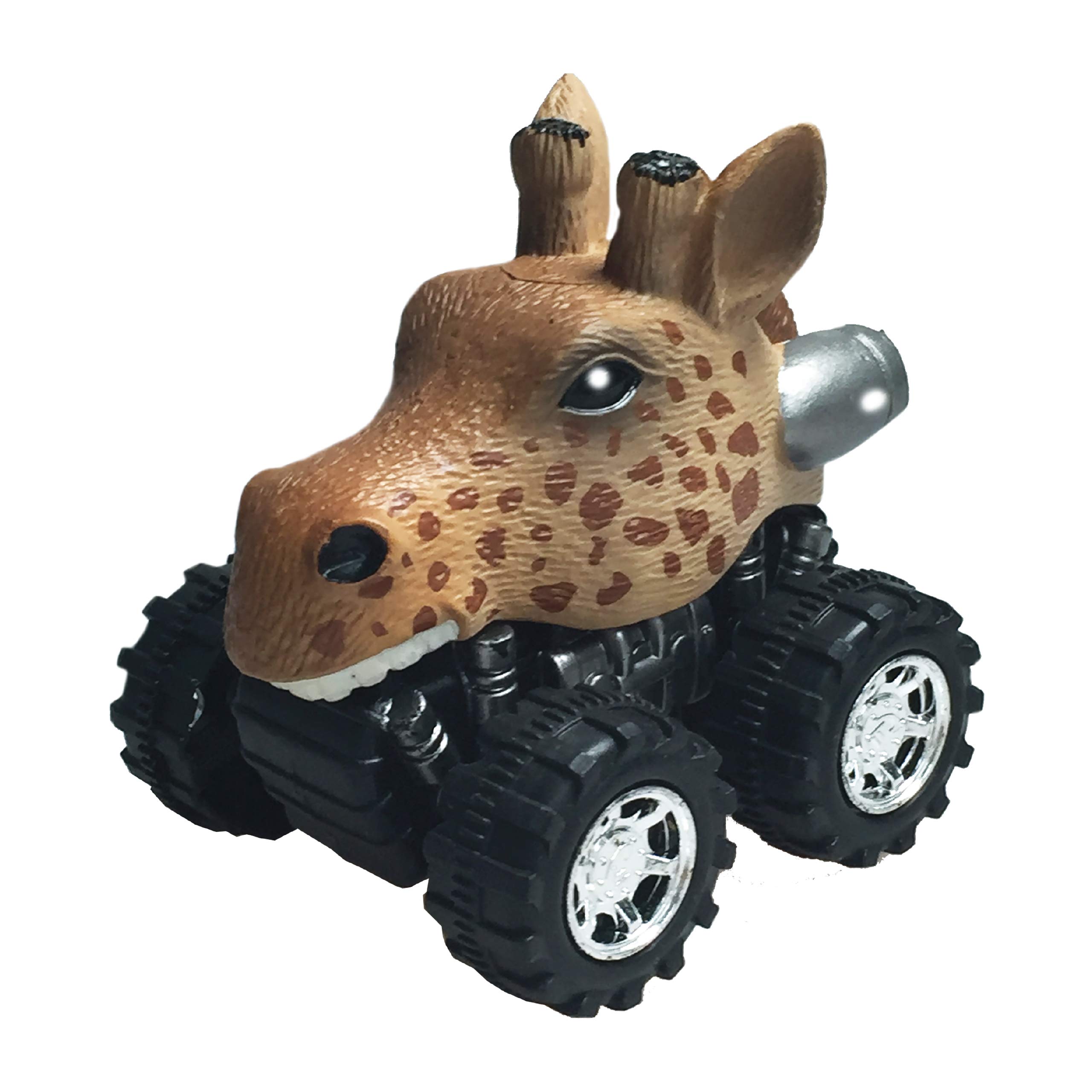 Wild Zoomies - Giraffe from Deluxebase. Friction powered toy monster trucks with cool animal riders, great Giraffe toys for boys and girls