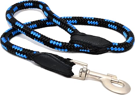 Correa para perro ZOOLESZCZ de color negro y azul, cordón fuerte de 70 cm de largo