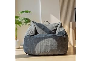 MAXYOYO Bean Bag Chair, Floor Sofa with Handle, Bean Bag Chairs for Adults and Kids, Teens Living Room Bean Bag, Accent Sofa Chair with Pocket for Gaming Reading Relaxing
