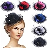 Zinniday 6pc Girls Mini Fascinator - Victorian Tea Party Derby Fascinators for Women Girl, 6 Pieces Small Clip-On Tea Party Kentucky Hats Hair Accessories