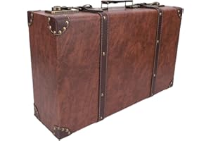 fosa Vintage Treasure Chest, Suitcase Wood Jewelry Boxes Retro Storage Box with Leather Handle, for Home Decor Travel Accesso