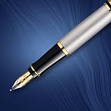 Waterman Expert Fountain Pen Stainless Steel 23k Gold Trim Medium Nib Gift Box view 4