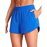 CRZ YOGA Dolphin Athletic Shorts for Women 3" - High Waisted Quick Dry for Running Workout Gym Track with Zip Pocket