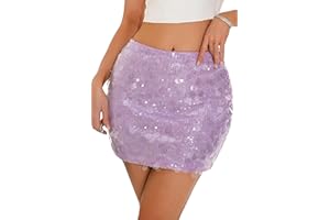 GUANYY Women's Sequin Skirt Stretchy Bodycon Mini Sexy Sparkly Skort Glitter Shiny Night Out Party Skirt