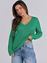 ANRABESS Womens Long Sleeve Cable Knit Sweater 2025