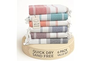 LANE LINEN 6-Pack Oversized Pre-Washed Beach Towels, Stylish Quick-Dry Pool & Travel Towels for Adults, 39"x71" - Diamond Multi Colors