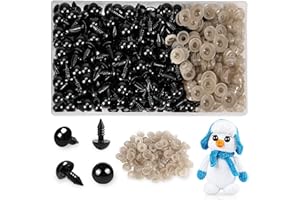 Xarchy 300 Pieces 10mm Safety Eyes for Amigurumi, Black Plastic Craft Eyes with Washers, Stuffed Crochet Eyes for DIY Crochet Crafts Stuffed Animals Making Supplies