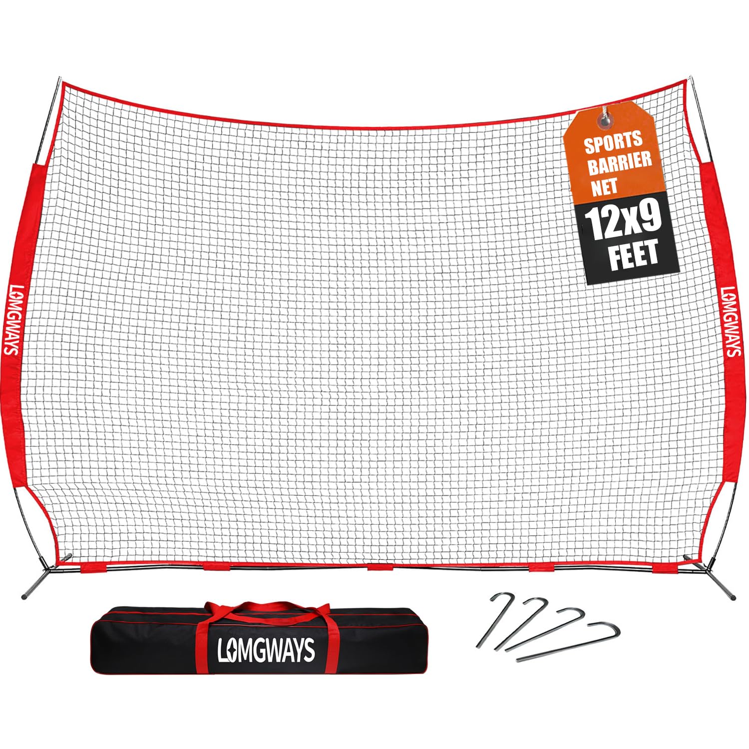 Photo 1 of 12x9ft Barricade Backstop Net,Sports Barrier with Carry Bag, Protection Screen, Perfect for Baseball,Softball,Soccer, Basketball,Lacrosse and More,Backstop Net for Backyard,Garden