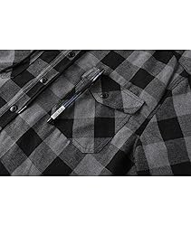 ZITY Men's Flannel Hoodie Shirts Casual Button Down