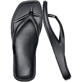 GETOEU Arch Support Flip Flops for Women Square Toe Thong Sandals Comfortable Summer Beach Lightweight Flip Flops