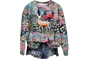 FAVIPT Christmas Shirts for Women,2023 Trendy Funny Crewneck Long Sleeve Casual Loose Pullover Tops Winter Fall Fashion