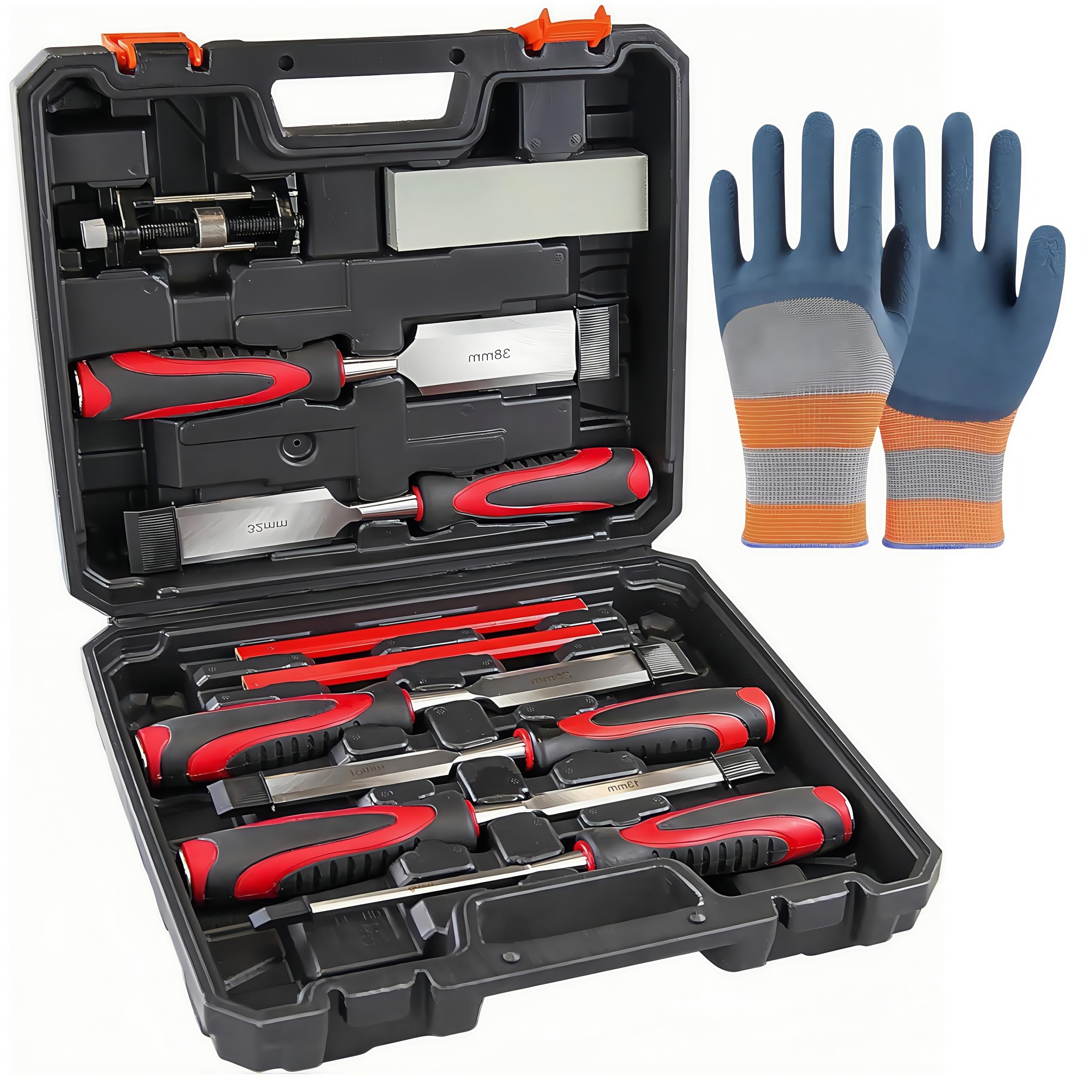 Photo 1 of 11 Piece Wood Chisels for Woodworking,Wood Chisel Sets Woodworking Tools Setwith Honing Guide, Sharpening Stone and Storage Case