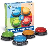 Learning Resources Lights and Sounds Buzzers - Classroom Must Haves Supplies, Kids Toys, Sound Effect Button, Family Game Shows for Trivia, Participation Tools Boys and Girls Birthday Gifts