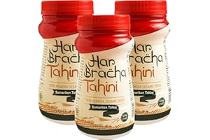 Har Bracha Tahini Paste (17.6 oz). 100% Natural, Vegan Friendly & Kosher Pure Ground Tahina Sauce. Raw Roasted Sesame Seeds for Oriental Dips, Salad Dressings & Hummus (3Pack)