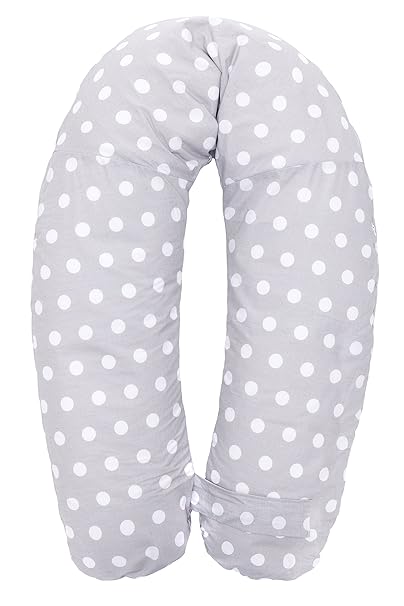 Fillikid Stillkissen XL 220 cm mit Baumwollbezug Punkte grau