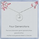 Great Grandma Necklace Four Generations Gifts Sterling Silver Round Circle Necklace for Great Grandma Birthday Gifts Mothers Day Christmas