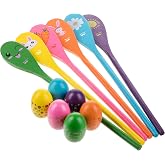 Mr. Pen- Egg Spoon Race Game Sets, 6 Sets | Wooden Balance Relay Games for Kids, Carnival, Birthday Party Games, Outdoor Easter Spring Group Game Field Day, Party Favors