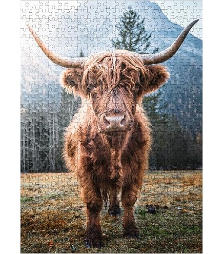 Highland Cow Scottish Wildlife,Puzzle In Legno Da 300 Pezzi Per - Foto 3