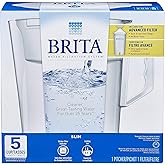Brita Water Pitcher, Slim, 5 Cup Capacity, Includes One Advanced Filter-White, Size