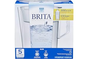 Brita Water Pitcher, Slim, 5 Cup Capacity, Includes One Advanced Filter-White, Size