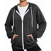 GIVON Women's Oversized Zip Up Hoodie Lightweight Long Sleeve Y2K Cute Hooded Tops Sweatshirt with Pockets