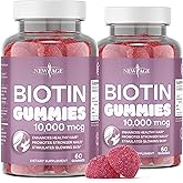 NEW AGE Biotin Gummies – Hair, Skin & Nails Gummies – 10,000 mcg - Non-GMO Supplement for Women, Men - Made in USA -120 Count