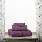 Superior Madison Egyptian Cotton Pile 3 Piece Towel Set, Includes 1 Bath, 1 Hand, 1 Face Towel/Washcloth, Heavyweight, Spa, Resort, Ultra Soft Luxury Towels, Thick Plush Essentials, Plum
