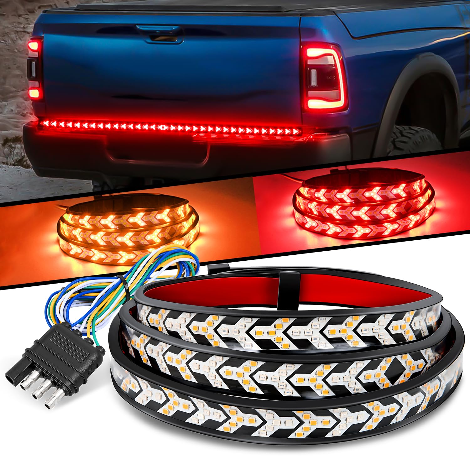 Photo 1 of Nilight Truck Tailgate Light Strip 48Inch Arrow 432 LED with Red Running Brake Lights Amber Turn Signals Strobe Lights