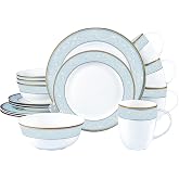 Wpslnwo Fine Bone China Dinnerware Set,16 Pcs Classic Relief Pattern Gilt Edged High Grade Porcelain Tableware Sets For 4 People