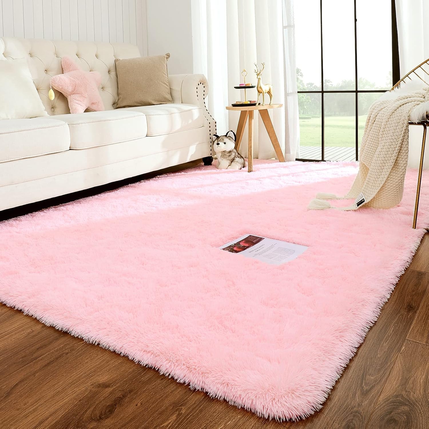 MOONLIGHT20015 Rugs Living Room 120 x 170 cm – Fluffy Shaggy Pink Area Rugs for Bedroom – Modern Super Soft Plush Carpet Non-Slip Non Shedding Easy To Clean Rug