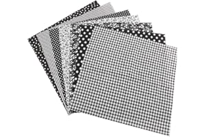 AUNMAS 7pcs 50x50cm Cotton Quilting Fabric DIY Assorted Sewing Squares Precut Bedding Sheets Kit Quarters Bundle for Home(Black)