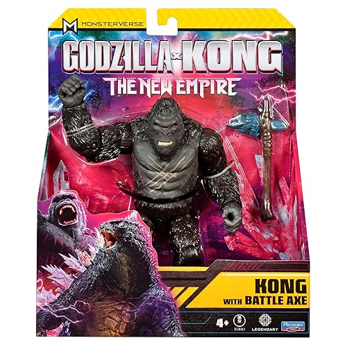 MonsterVerse Godzilla x Kong: The New Empire, 6-Inch Battle Scarred Kong Action Figure Toy, Iconic Collectable Movie Character, Includes Battle Axe Feature, Suitable for Ages 4 Years+