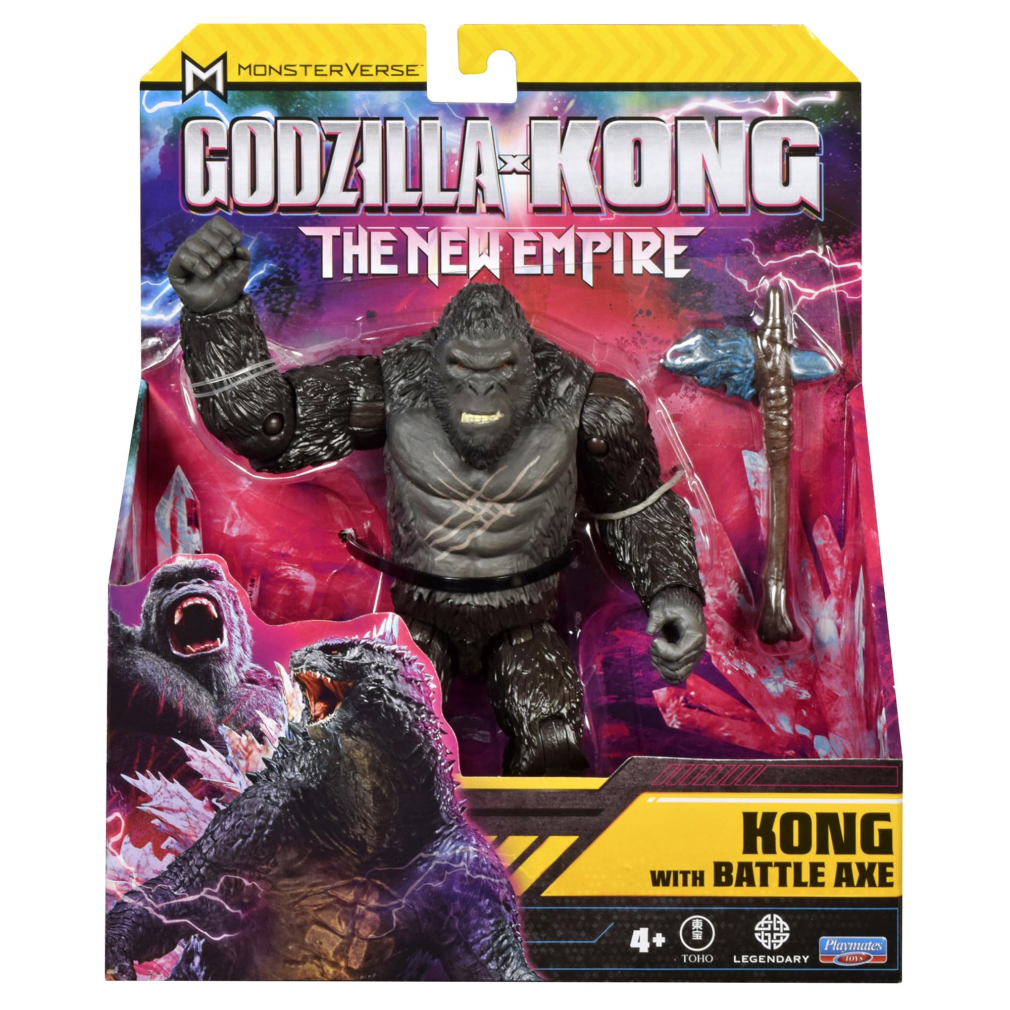 MonsterVerse Godzilla x Kong: The New Empire, 6-Inch Battle Scarred Kong Action Figure Toy, Iconic Collectable Movie Character, Includes Battle Axe Feature, Suitable for Ages 4 Years+