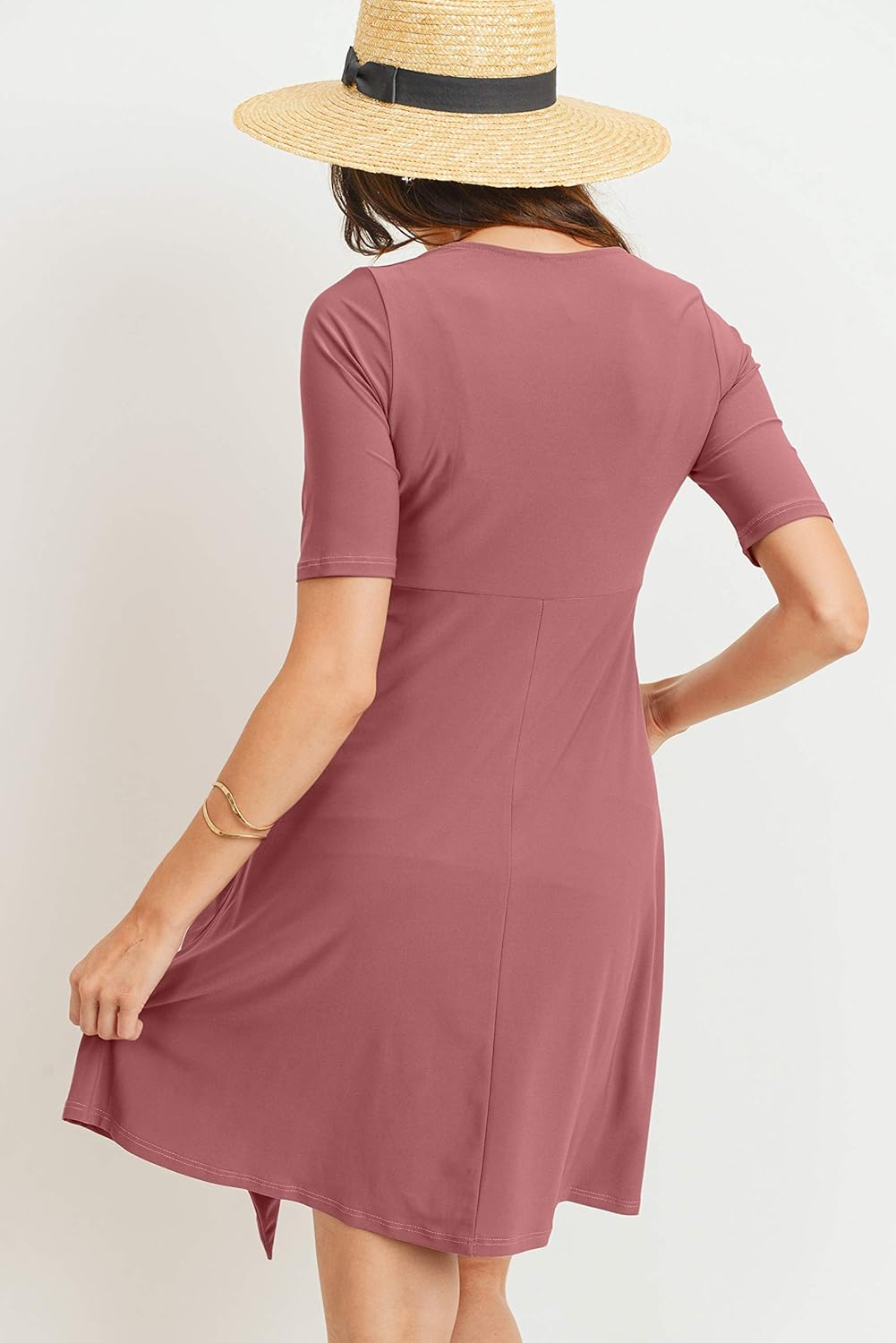 Hello MIZ Flower Print V-Neck 3/4 Sleeve Baby Shower Front Tie Wrap Maternity Dress at  Women’s Clothing store