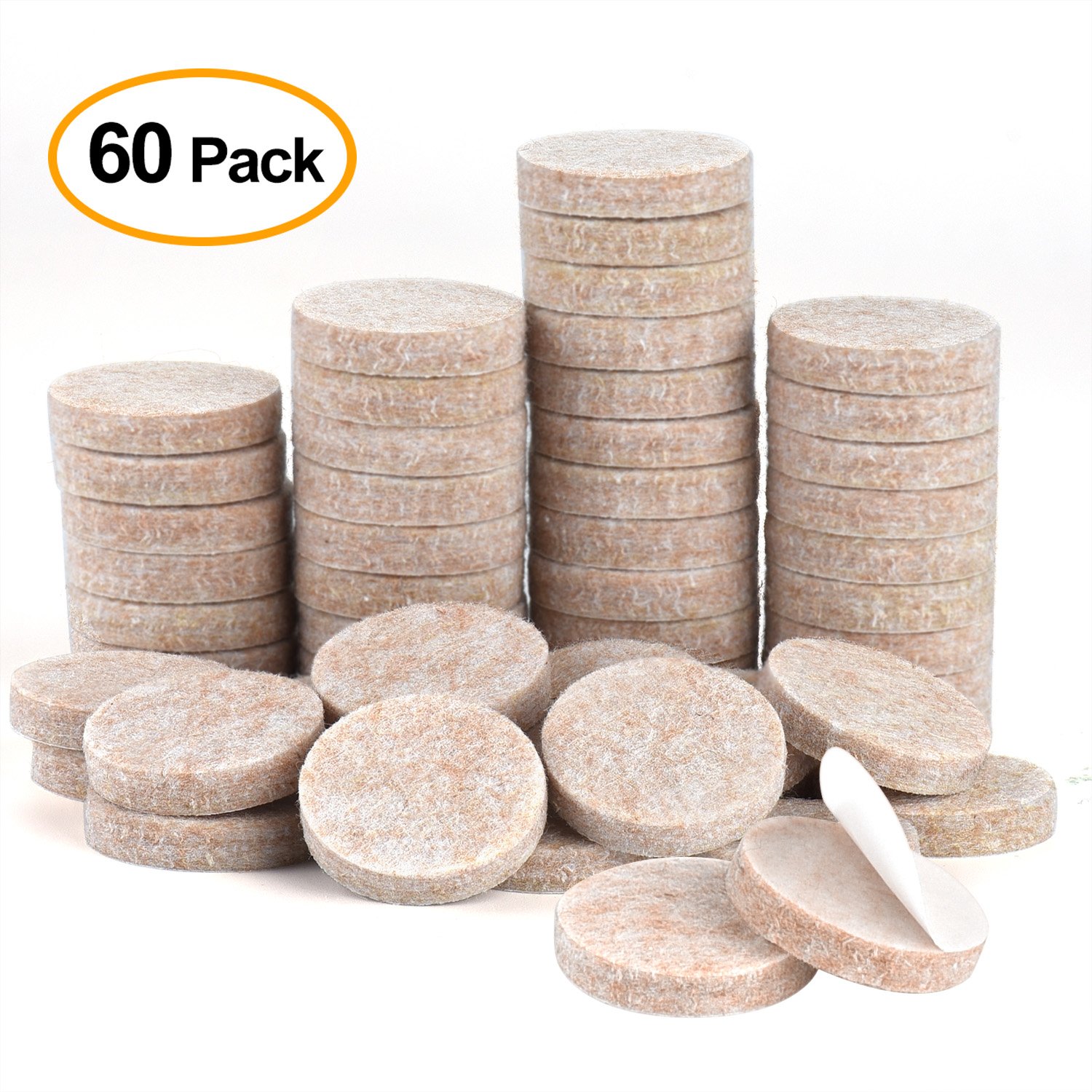 KUUQA 60 Pcs Furniture Felt Pads Heavy Duty Self Stick Furniture Pads