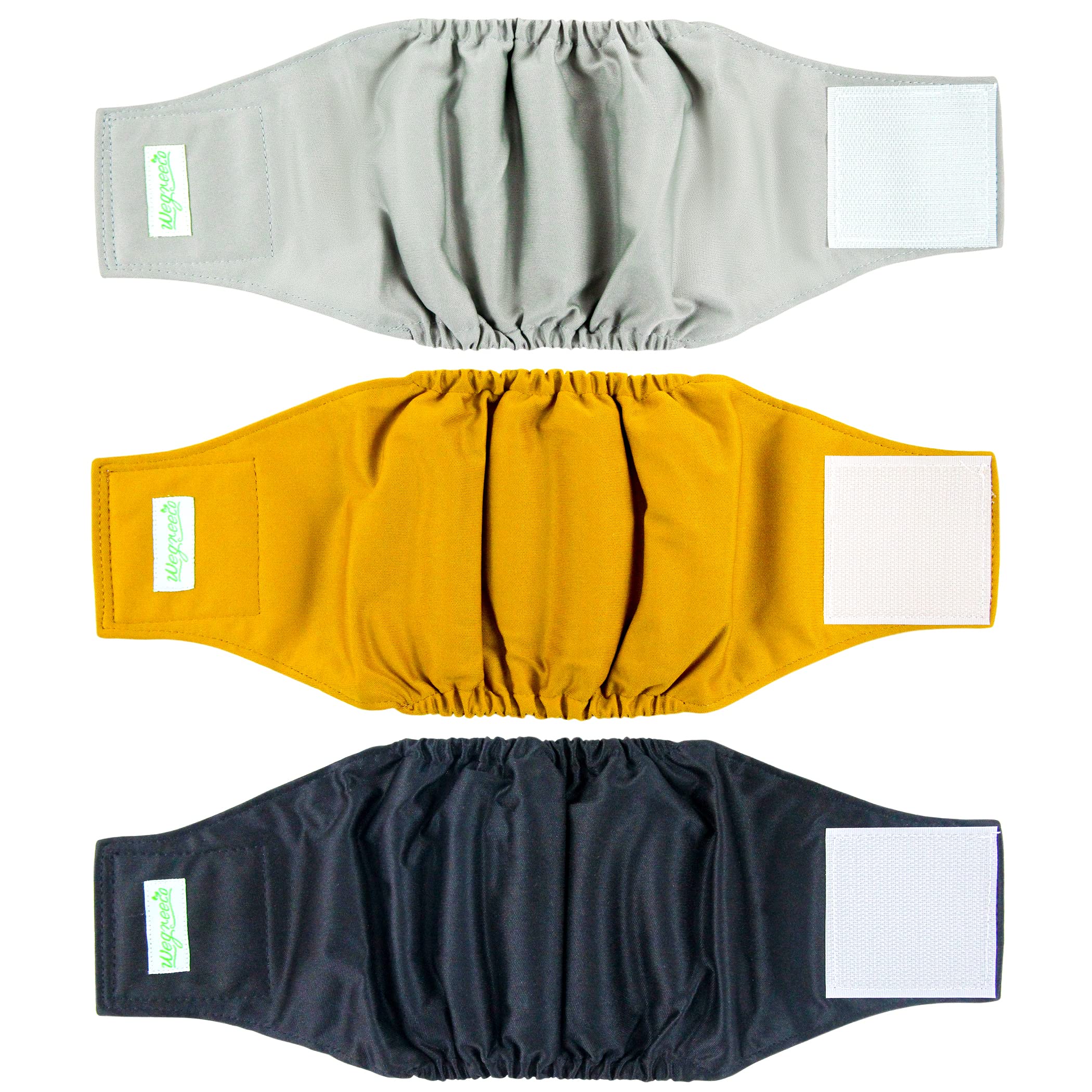 Photo 1 of Wegreeco Washable Male Dog Belly Wrap - Pack of 3 - (Gold,Black,Grey,Large)
