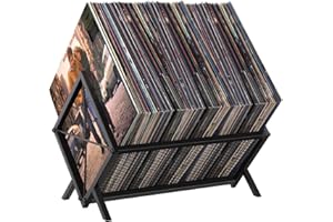 YINMIT Vinyl Record Storage Holder - 80-100 LP Organizer, Metal Display Rack, Quick Assembly Album Storage for Books