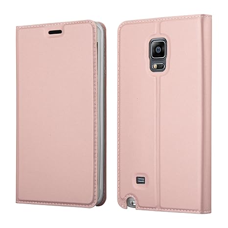 Cadorabo Hülle für Samsung Galaxy Note Edge - Hülle in ROSÉ Gold – Handyhülle mit Standfunktion und Kartenfach im Metallic Lo
