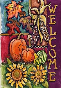 Toland Home Garden Harvest Welcome 28 x 40 Inch Decorative Fall Autumn Pumpkin House Flag
