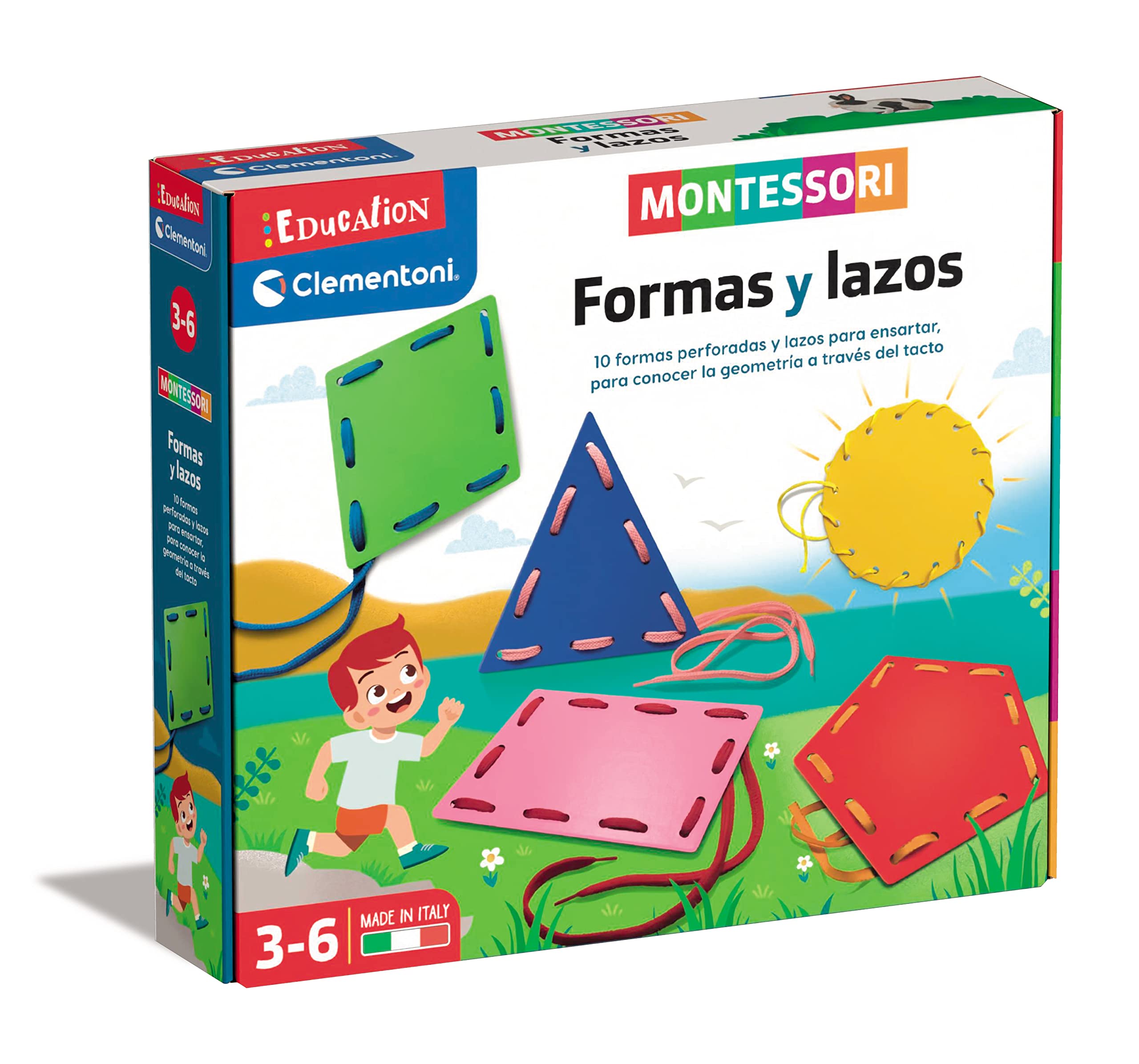 Clementoni Education Clementoni Montessori Shapes and Bows, Geometry Educational Game, Toy in Spanish from 3 Years (55450), Various, Medium