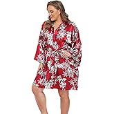 iFigure Women's Plus Size Satin Robes Short Dressing Gown Party Robes