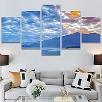 SIGNWIN 5 Panel Canvas Wall Art Modern Art Beach Coastal Expressive Global Multicolor Photography for Home Decorations Ready to Hang - 60