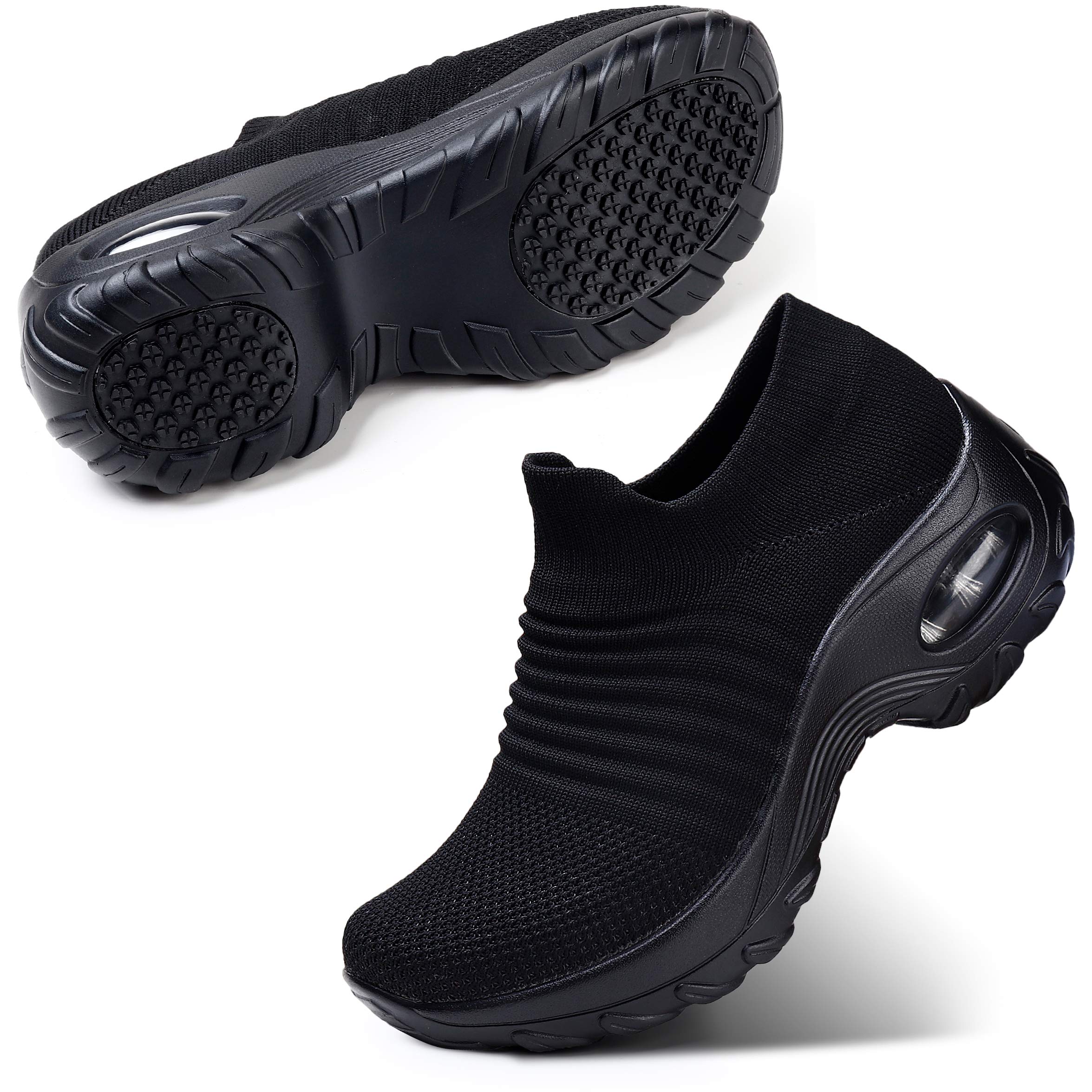 STQ Slip On Breathe Mesh Walking Shoes Women Fashion Sneakers Comfort Wedge Platform Loafers